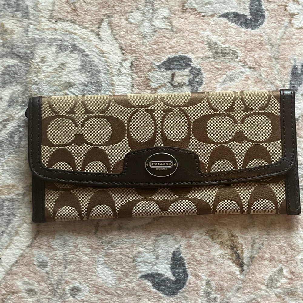 Coach Signature Brown and Tan Key Holder